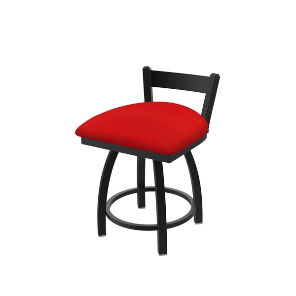 18" Low Back Swivel Vanity Stool, Black Wrinkle, Canter Red Seat